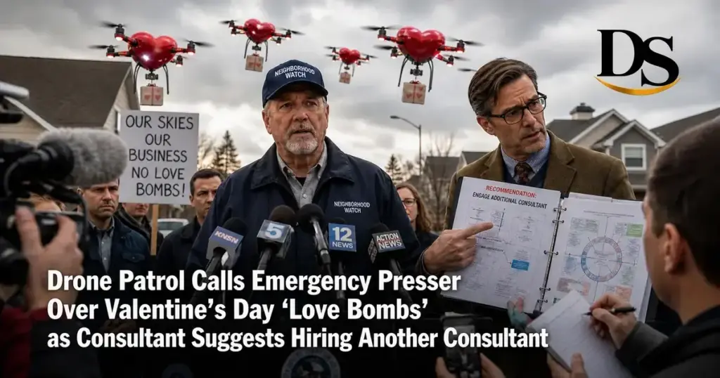Drone Patrol Calls Emergency Presser Over Valentine’s Day ‘Love Bombs’ as Consultant Suggests Hiring Another Consultant