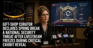 Gift-Shop Curator Declares Spring Break a National Security Threat After Livestream Freezes During Critical Exhibit Reveal