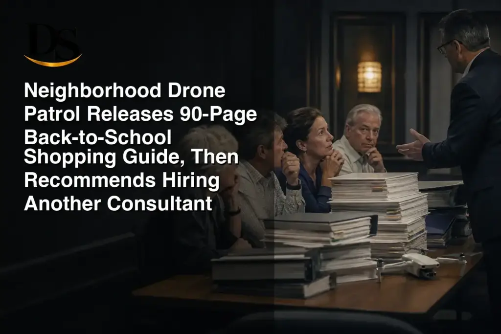 Neighborhood Drone Patrol Releases 90-Page Back-to-School Shopping Guide, Then Recommends Hiring Another Consultant