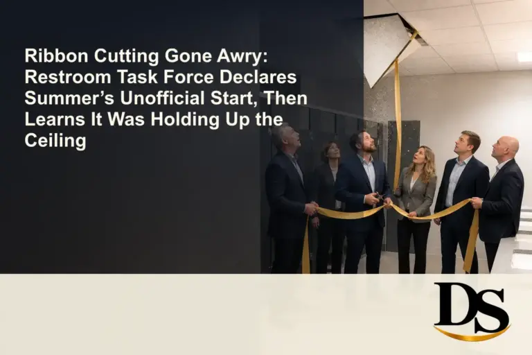 Ribbon Cutting Gone Awry: Restroom Task Force Declares Summer’s Unofficial Start, Then Learns It Was Holding Up the Ceiling