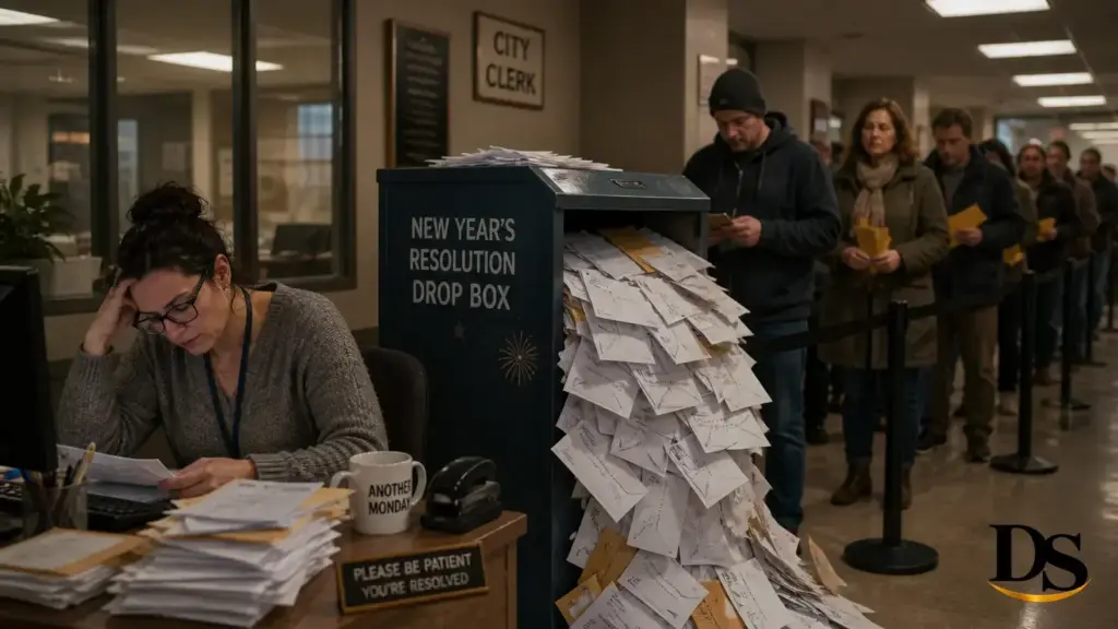 Town Installs New Year’s Resolution Drop Box, Immediately Files for Overtime